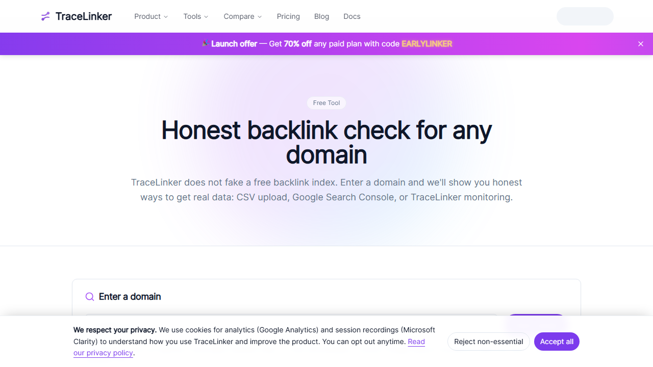TraceLinker Free Backlink Checker